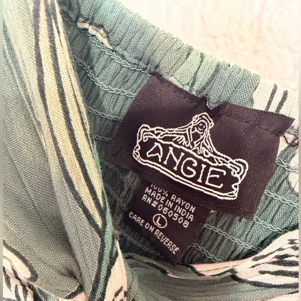 Angie Green Floral Midi Dress Cut Out Center Tropical Print Womens Large - Picture 4 of 6
